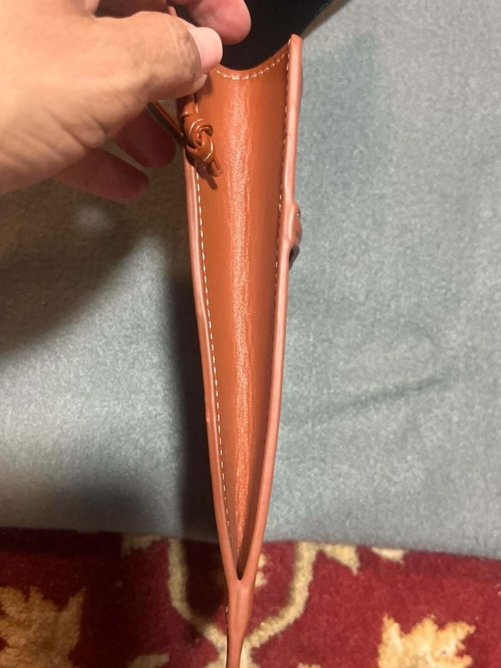 Celine Phone Pouch with Flap in Smooth Calfskin Tan - Picture 5 of 7